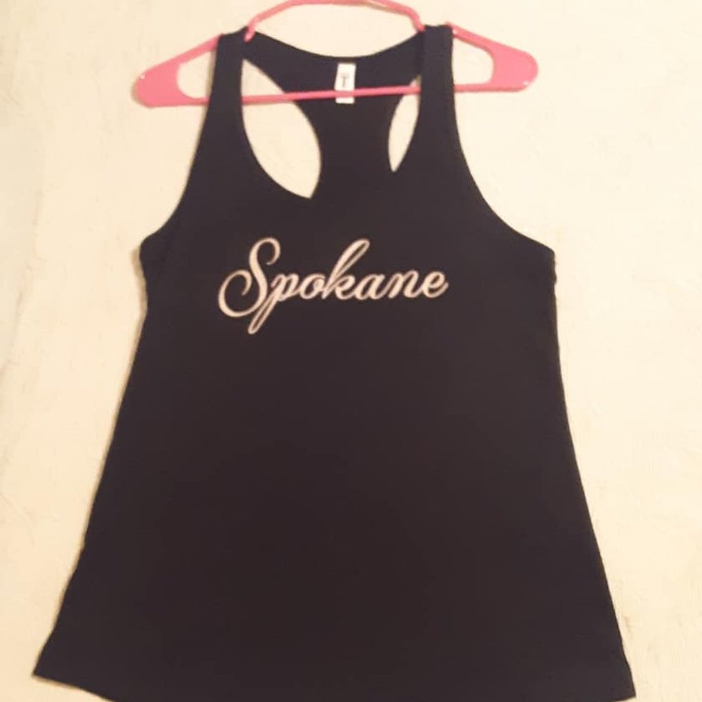 Ladies Size L Spokane Black Racer Back Tee